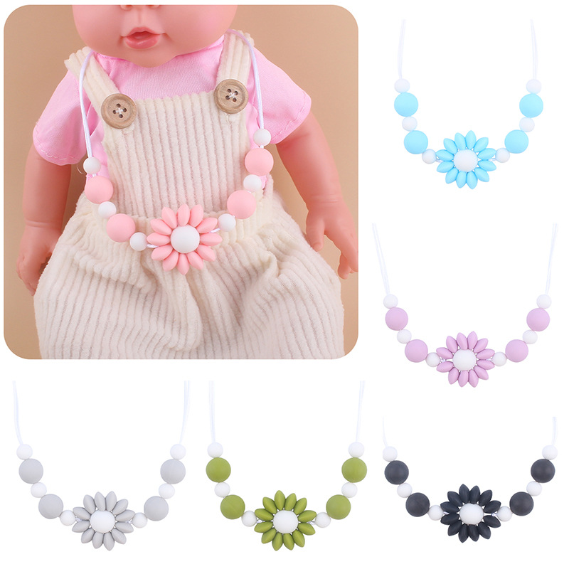 Bebé collar de flores de dibujos animados bebé creativo cuentas de silicona mordedura molar masticable COLLAR COLGANTE hecho a mano