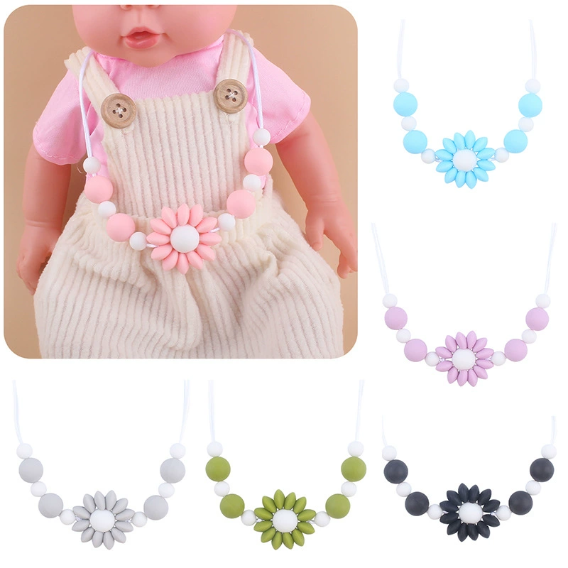 Детское мультяшное цветочное ожерелье креативные Детские Силиконовые Бусины укус молярный жевательный кулон ручной работы ожерелье