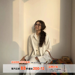 橘子树在哪儿韩系条纹衬衫外套女春季宽松慵懒风百搭休闲长袖衬衣