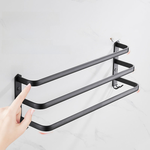 Bathroom Multi-layer Towel Rack Wall-mounted Shelf No-drilling Towel Bar Bathroom Single Double Three-Rod Bath Towel Rack