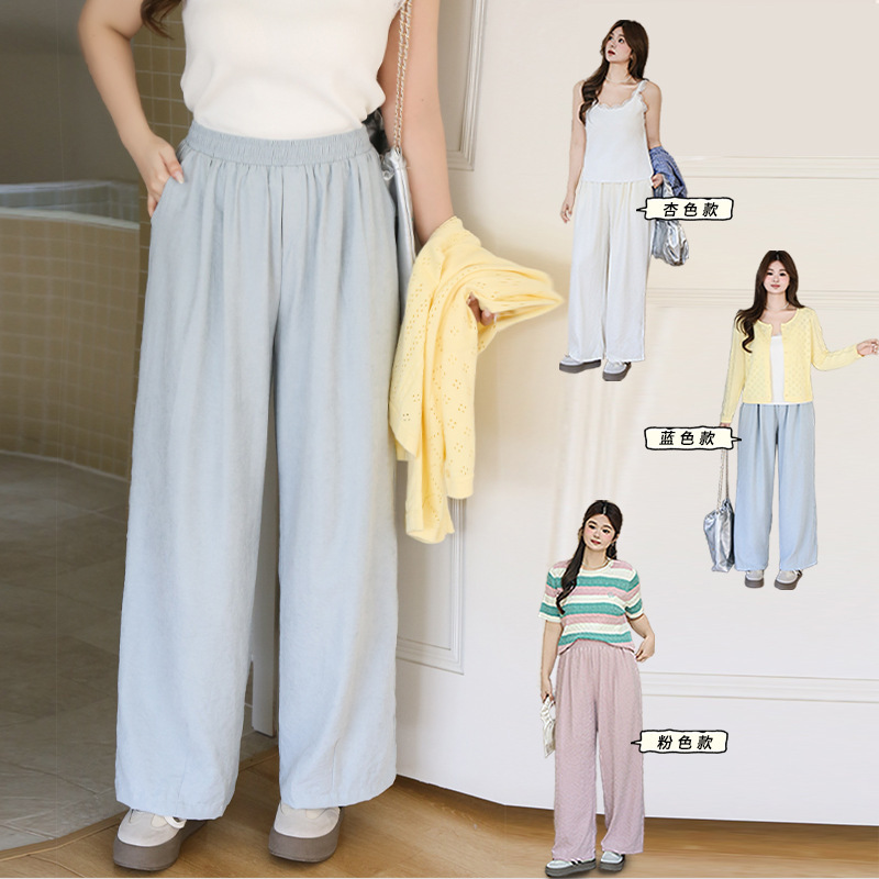 Slight Chubby New Casual Wide Leg Modified Leg All-match Atmosphere Solid Color Milk Leather Pants 5828