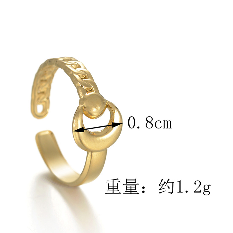 creative hollow moon stainless steel opening hollow geometric ring