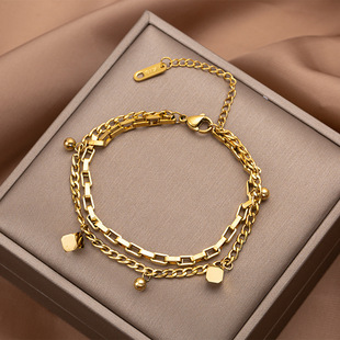 Bracelet stainless steel, accessory handmade, 750 sample gold, internet celebrity