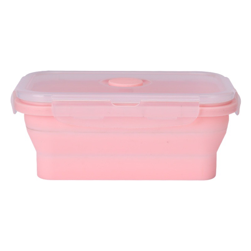 Factory Food Grade Silicone Folding Lunch Box Microwave Oven Camping Dinner Plate Lunch Box Refrigerator Storage Box Fresh-keeping Box