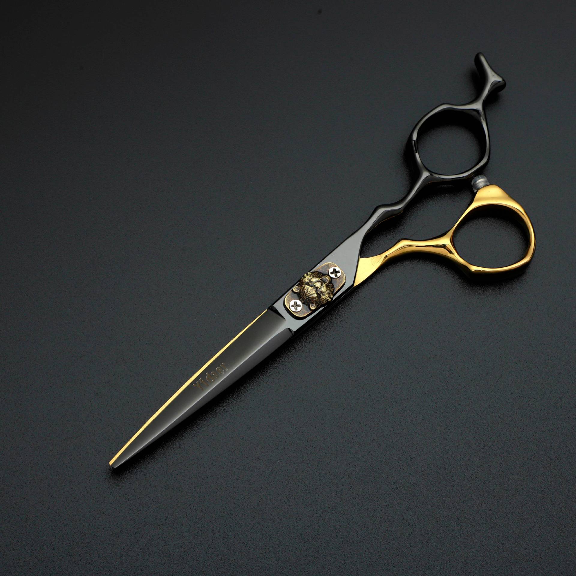 Tijeras de peluquería de alta calidad transfronterizas de oro negro tijeras de corte de pelo profesional tijeras de dientes sin marcas tijeras de corte de pelo peluquería cabello roto