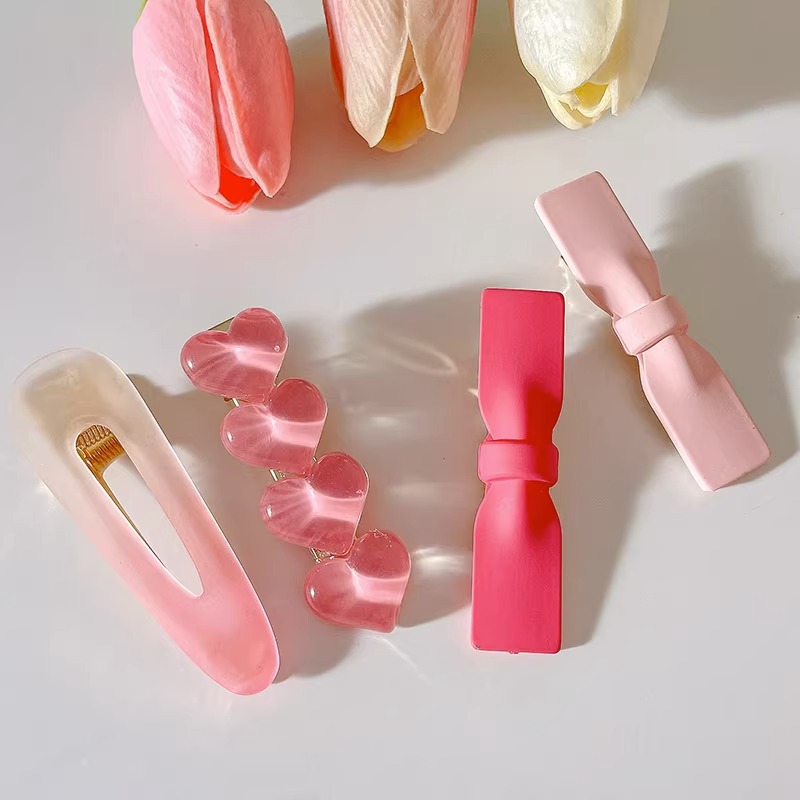 Horquilla de dopamina rosa para niña, bonito clip bb, accesorios para el cabello para niños, clip lateral y2k