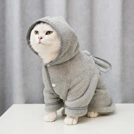 chongtapet亚马逊宠物浴袍超细纤维吸水猫咪狗狗衣服珊瑚绒保暖
