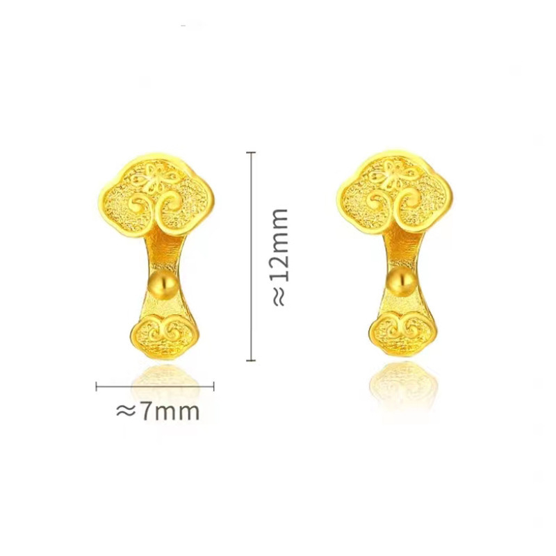 Vietnam sand Gold new Ruyi stud earrings female simulation gold light luxury niche ear jewelry personality all-match Fashion Jewelry_voghion.com