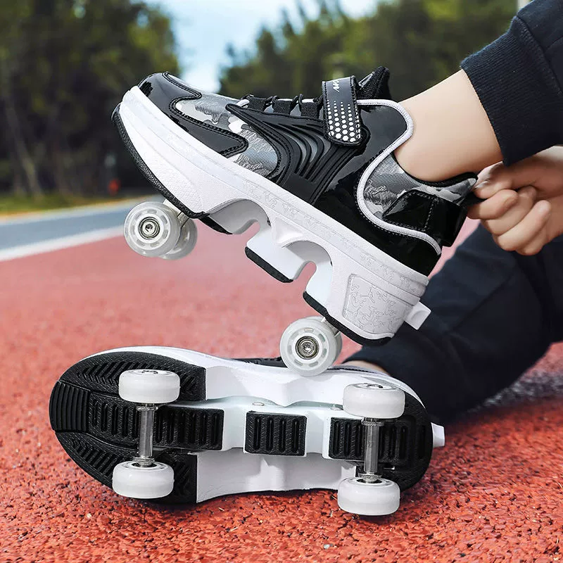 Детские Heelys для девочек, четырехколесные прогулочно-скользящие обувь для взрослых, автоматическое сжатие роликов для мужчин