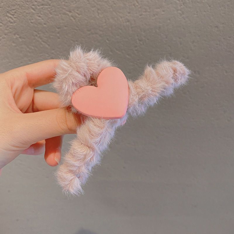 37#Light pink plush heart about 12cm