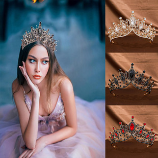 Cross -border European and American Volume Crown Malaysian Diamond Rhinating King Crown Head Holes Wedding Disk Endmink