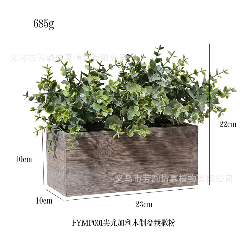 SPOT Cross - Border Retro wood Simulation Plant bonsái Indoor Decoration with powder eugali Tung pseudoflower pot image 7