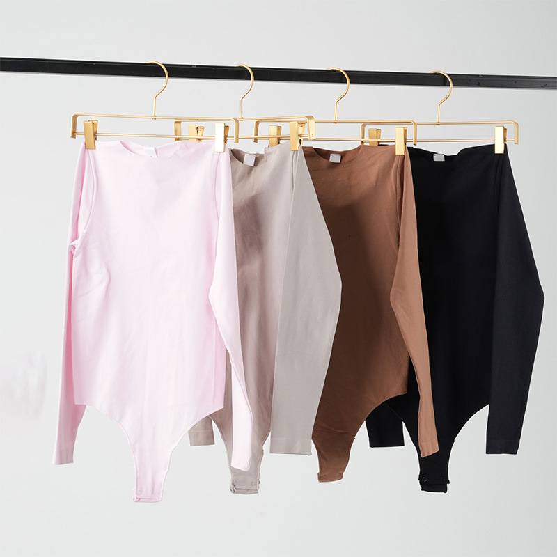 Seamless Long-Sleeve Bodysuit – High-Waisted Tummy Control Yoga Shaper With V-Gusset (Buttery Soft & Stretchable) – Black/Taupe/Pink/Gray (S-XL)_voghion.com