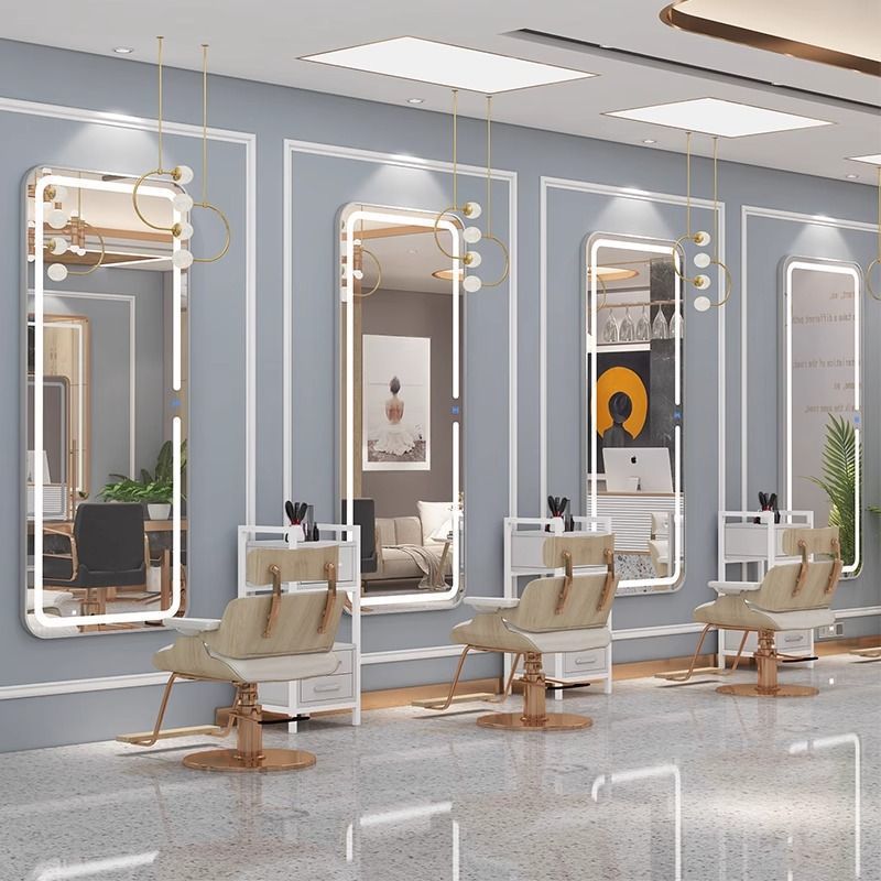 eQp Barberie Red espejo simple tipo de pared belleza mirror salón de belleza espejo unilateral banda de moda image 19