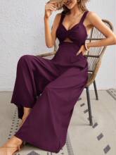 J 86347 V-neck Wide Leg Camisole Jumpsuit V�I��������B�wѝ