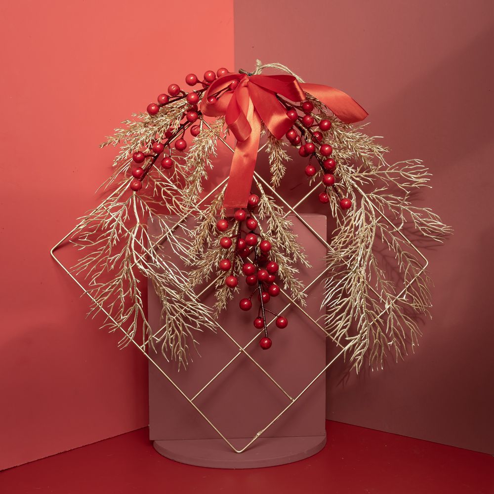 INS風批發北美冬青年宵花牆飾發財果仿真花家居裝飾假花CF01085