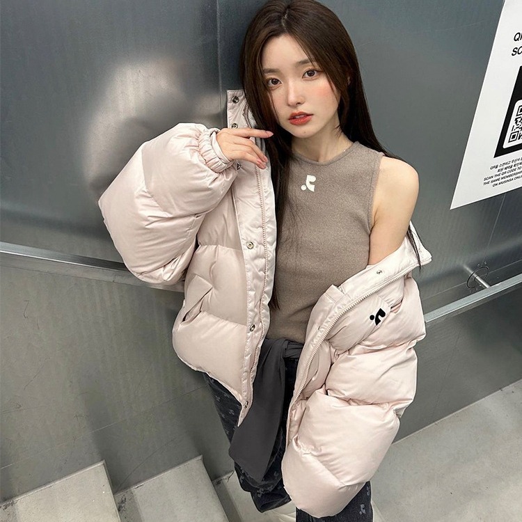 Korean Niche Trendy Brand Rest Rr Clottyteam90 White Duck down Embroidered Stand Collar down Jacket for Women Winter