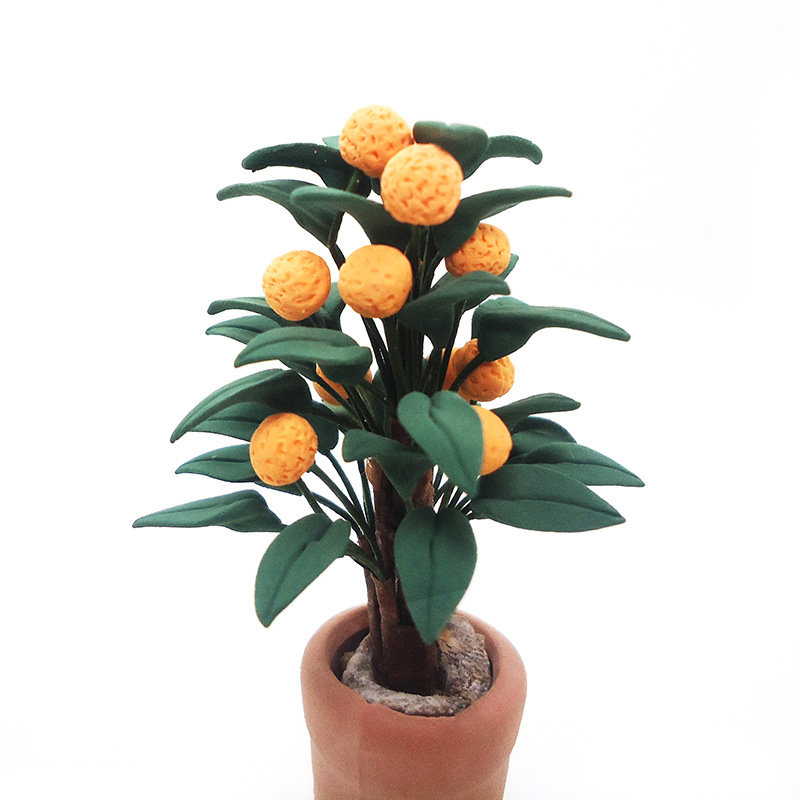 1:12 casa de muñecas accesorios casa de muñecas mini arcilla flor planta naranja árbol en maceta naranja árbol modelo