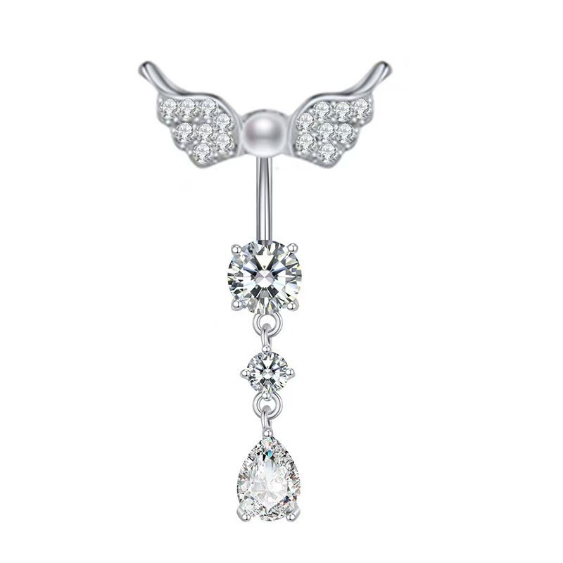 Butterfly Wings Pearl Zircon Stainless Steel Belly Button Ring Copper Body Piercing Jewelry detail image 7