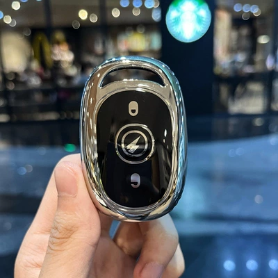 For Emma Electric Car Key Protective Case Luna Bubble Bell Knife Battery Car Remote Control Case Buckle (Car key bag) - electric-car-h-aurora-silver-single-shell