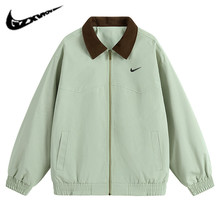 跨境2025春秋新款潮牌宽松翻领外套男士运动休闲户外工装情侣夹克