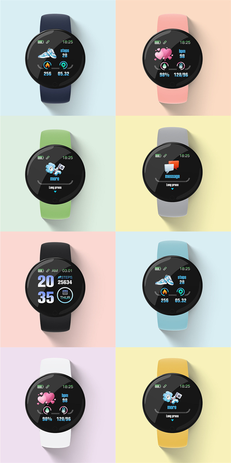 55g Weight Tpu, Plastic Material Solid Color Pattern Cute Style Cute Solid Color Tpu Plastic Women's Watches 5