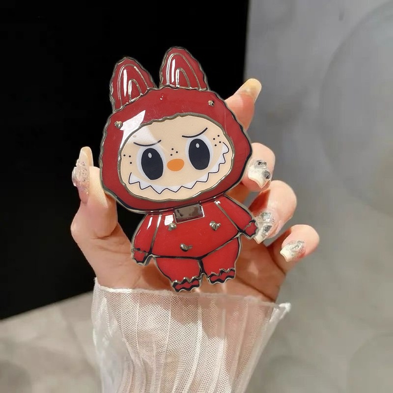 Labubu 漫画かわいい携帯電話ホルダー化粧鏡ホルダーミラー携帯電話ホルダー回転可能折りたたみ|undefined