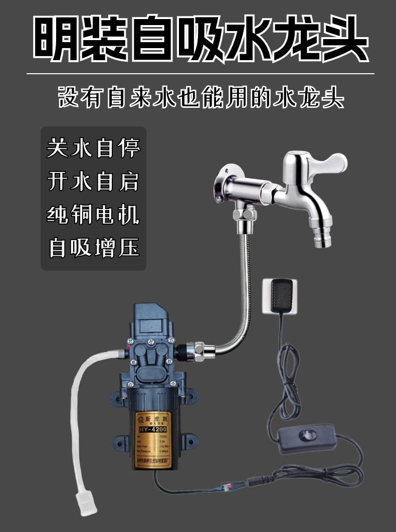Self-priming faucet without tap water for washing vegetables, automatic water supply pump, kitchen household stainless steel faucet Application Scenario