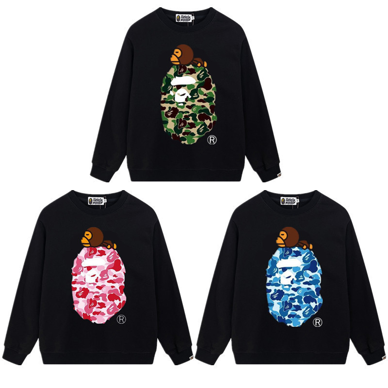 2025 Cross-Border Tk Japanese Trendy Brand Bape Ape Joint Team Round Neck Small Label Pullover Long-Sleeved Sweatshirt for Men and Women 2025 Cross-Border Tk Japanese Trendy Brand Bape Ape Joint Team Round Neck Small Label Pullover Long-Sleeved Sweatshirt for Men and Women