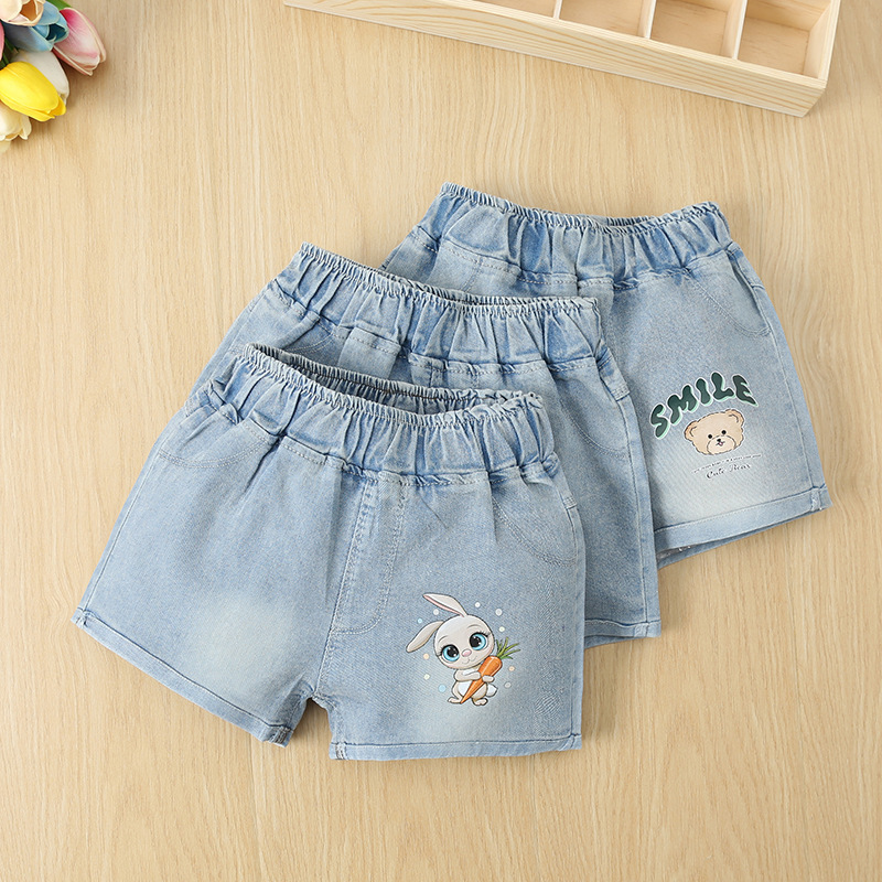 Girls' Denim Shorts Summer 2026 New Stylish Baby Girl Thin Washed Pants Children's Loose Pants Summer Wear