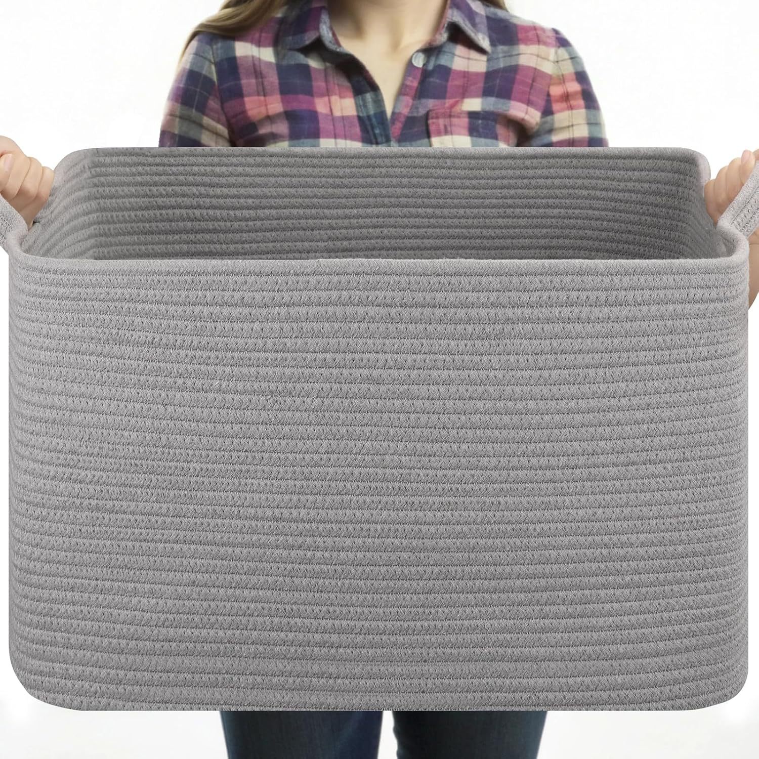 Fábrica directa gran tela de algodón trenzada canasta de ropa sucia canasta de almacenamiento de juguetes armario de dormitorio canasta de almacenamiento plegable