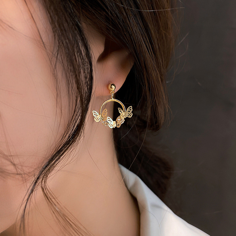 Boucles D&#39;oreilles Mode Papillon Doré display picture 9