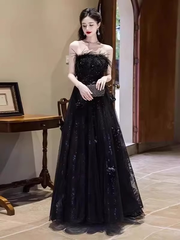 Váy dạ hội quây dáng suông midi chất satin mềm mại — đen