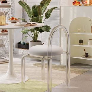 Acrylic Chair Dressing Stool Back Chair Scandinavian Modern Minimalist Net Red Normcore Transparent Makeup Stool ins