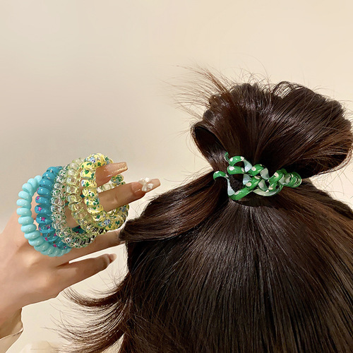 Candy color sweet girl gradient color phone ring hair rope headband bagged seamless hair tie hair ring does not hurt hair accessories