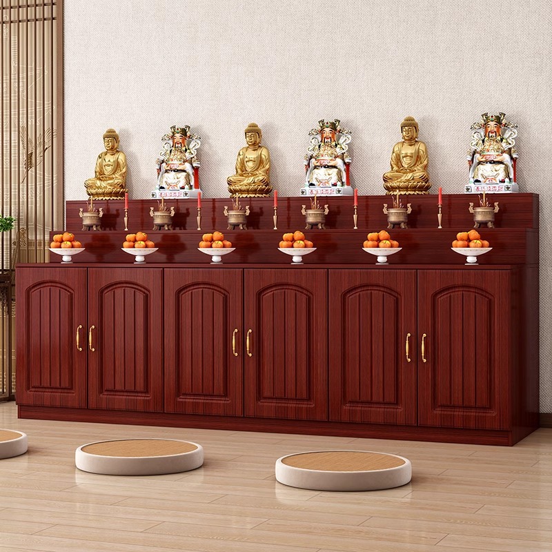 Household Double-layer Tangkou Buddha Shrine Table with Cabinet Buddhist Table Shrine New Chinese Style Buddha Statues Cabinet Wholesale in Stock