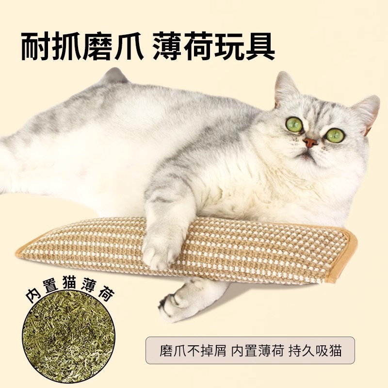 猫抓垫不掉屑猫薄荷耐抓耐咬解闷自嗨猫猫玩具 剑麻猫薄荷抱枕|undefined