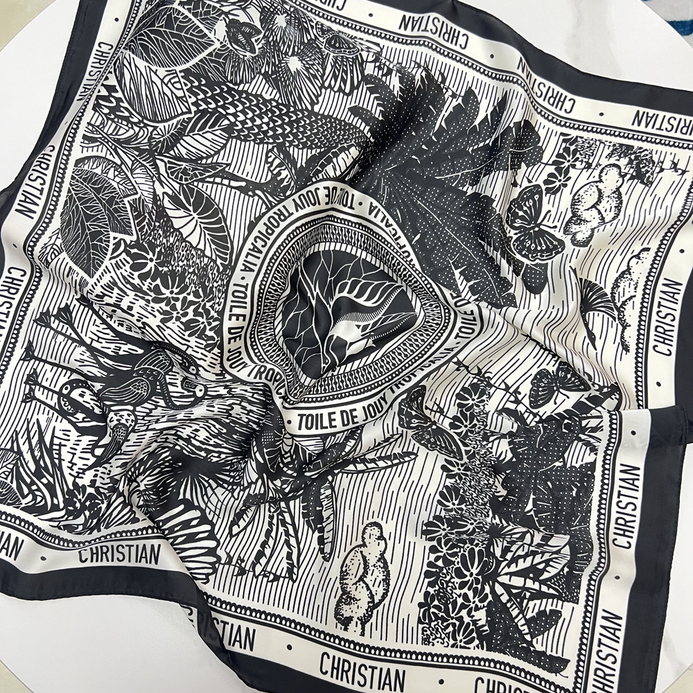 45g Weight Silk Scarf Classification Satin Material Summer Season Women'S Gender Women's Elegant Bird Satin Printing Scarves & Gloves 1
