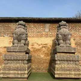 批发青石貔貅一对中式景区寺庙门口麒麟摆件仿古石雕貔貅装饰摆件