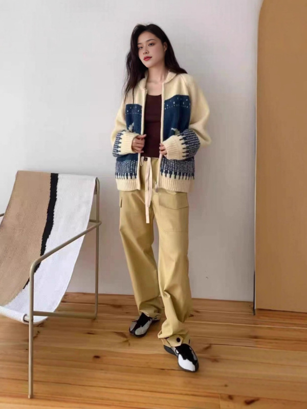 韩版秋冬新款复古减龄费尔岛提花软糯长袖针织开衫毛衣外套女潮|undefined