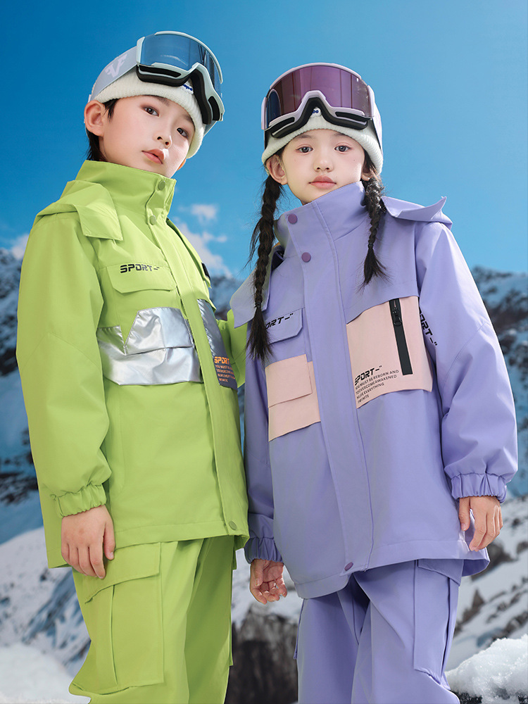 Nuevos trajes de esquí para niños, niños y niñas gruesos y cálidos DuPont tres armadillos de asalto para estudiantes de escuela primaria tres piezas image 4