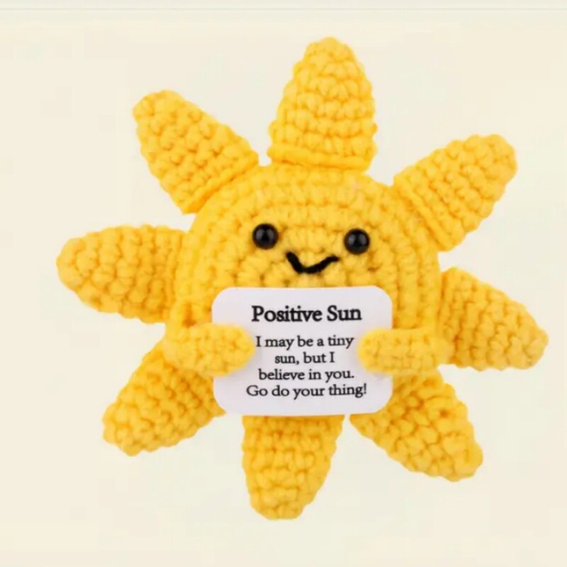 Cross-Border Handmade Crochet Emotional Plush Toys: Sun, Cow, Turtle, Bird, Dog, Heart, Matcha Coffee Cup, Cat Doll