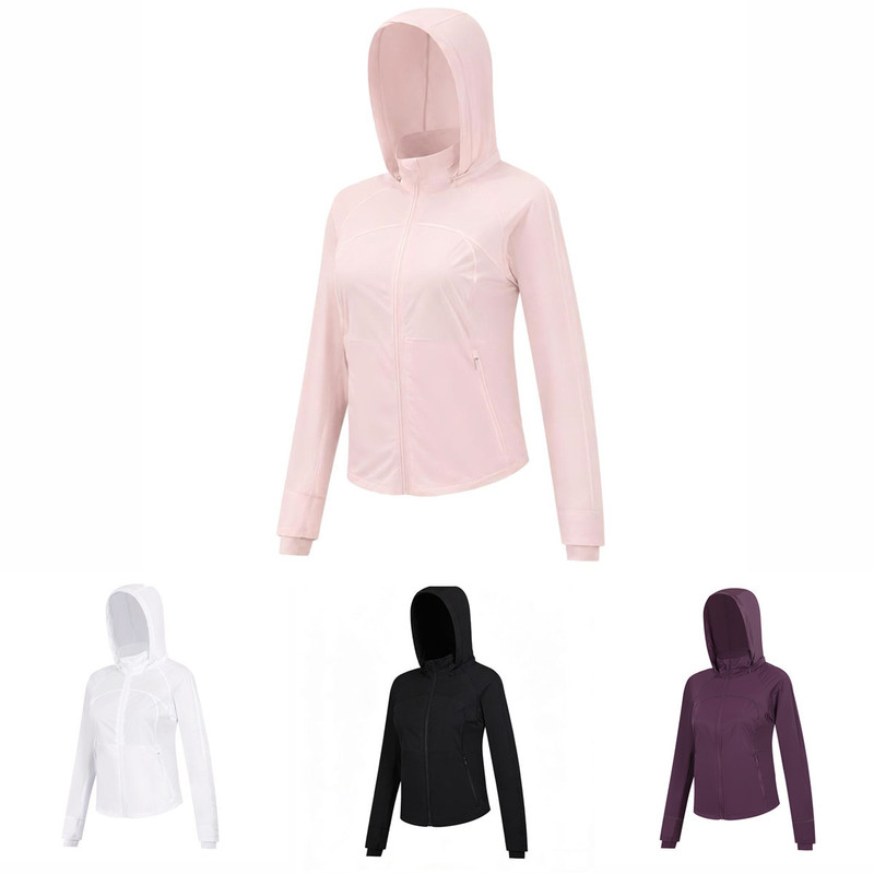 Lu Same Style Slim-Fit Women's Sun Protection Clothing, Slim-Fit Hooded Long-Sleeved Jacket, Sports Sun Protection Clothing, Skin Protection Clothing, Uv Protection