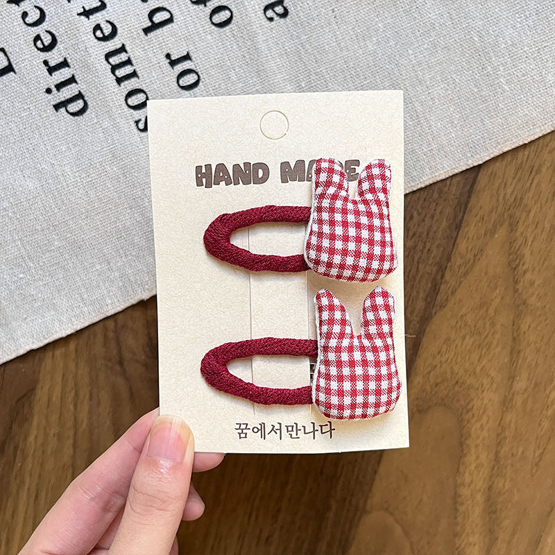 Nuevo estilo coreano dulce vino rojo tela ondulado punto estrella hueco clips BB para niños clips laterales cabello de niña universal