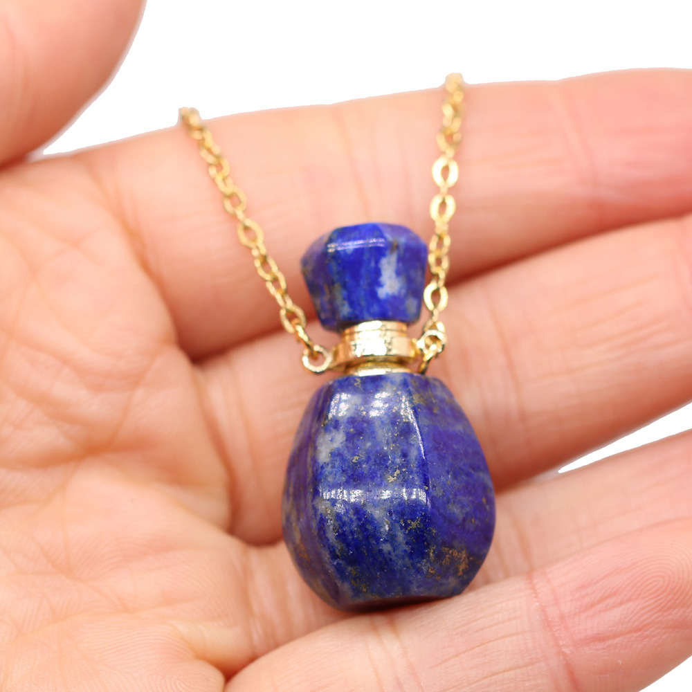 18g Weight Pendant Necklace Classification cable chain Chain Type 1 Piece Quantity Daily Occasion natural stone Material Perfume Bottle Pattern All Seasons Season Unisex Gender Classic Style Style Classic Style Perfume Bottle Natural Stone Cable Chain Pendant Necklace In Bulk 19