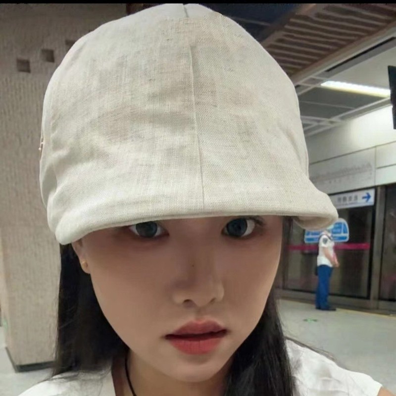 春と夏のレトロなソリッドカラーのコットンとリネンのアヒルの舌フロントハット、女性用、小さく、薄く、通気性があり、パーソナライズされたベレー帽キャスケットハット|undefined