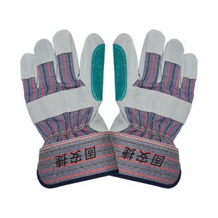 Junyu 2113 Short Leather Welding Gloves Canvas Suede Leather Plus High Temperature Resistance Wear-Resistant Thickeneded Welder Labor Protection Gloves