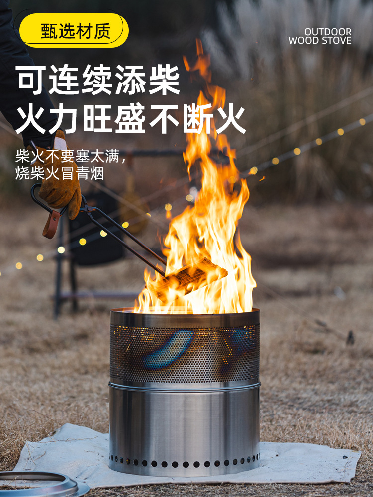 Horno de acero inoxidable al aire libre, horno de leña plegable, resistente a altas temperaturas y no fácil de deformar, horno de barbacoa de picnic de camping, estufa de calefacción
