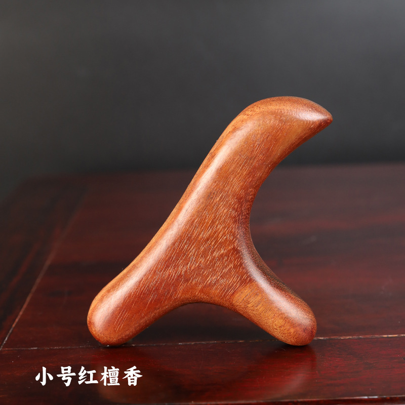 金糸檀木三角雀掻き板紅檀香木マッサージ道具家庭用点穴筆足治療実木打筋棒|undefined