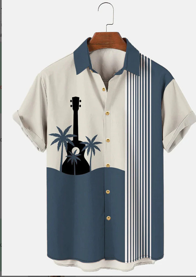 Trend de moda para hombres transfronterizos Camisa de manga corta hawaiana Camisa estampada digital 3D Transfronteriza Amazon